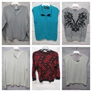 Vintage Lot of 6 1980s 90s Y2K Sweaters Ladies Size Medium